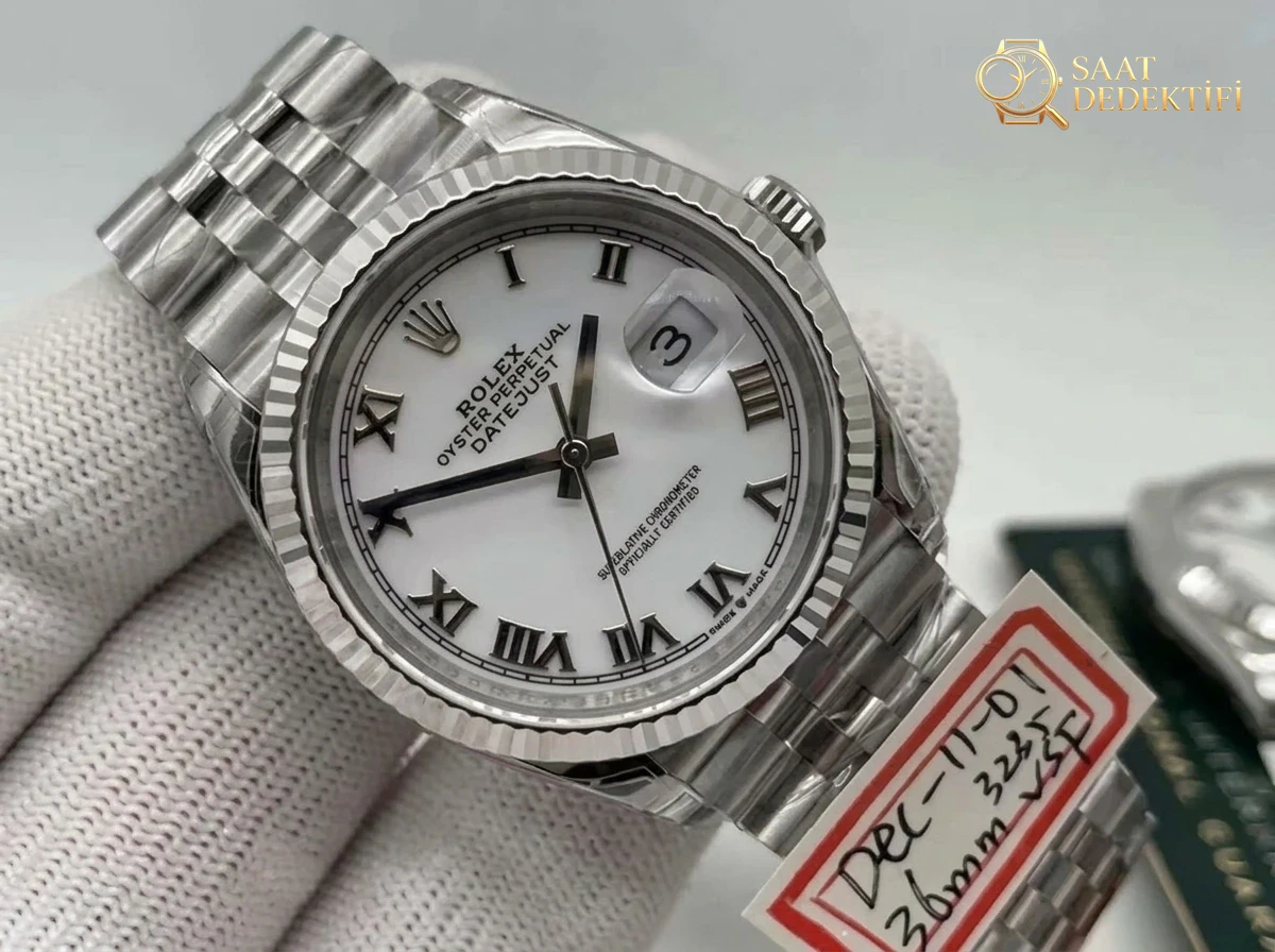 VS Factory Rolex Datejust 36 126234-0025 Replika Saat - VS Saat - Arka Kapak ve Mekanizma Detayı