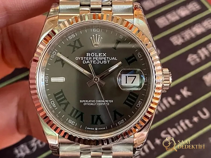 VS Factory Rolex Datejust 36 126234-0045 Replika Saat - VS Saat - Kadran Detayı ve Bezel İşçiliği
