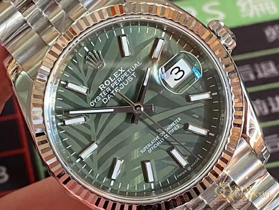 VS Factory Rolex Datejust 36 126234-0047 Replika Kol Saati - VS Saat - Kadran Detayı ve Bezel İşçiliği