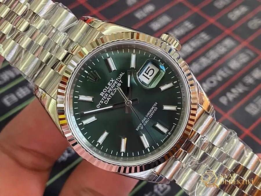 VS Factory Rolex Datejust 36 126234-0051 Replika Kol Saati - VS Saat - Kadran Detayı ve Bezel İşçiliği