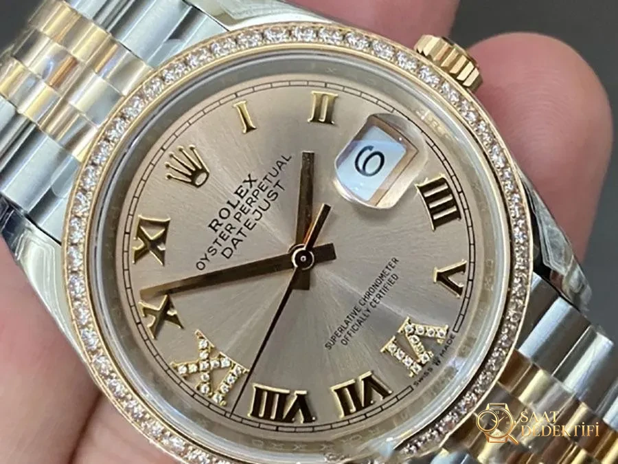 VS Factory Rolex Datejust 36 126281-0015 Replika Saat - VS Saat - Kadran Detayı ve Bezel İşçiliği