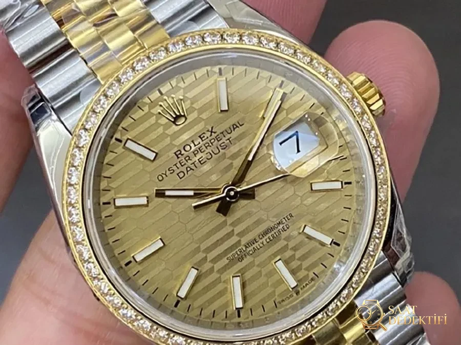 VS Factory Rolex Datejust 36 126283-0025 Replika Saat - VS Saat - Kadran Detayı ve Bezel İşçiliği