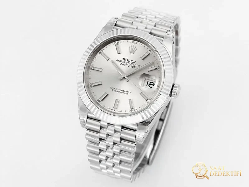 VS Factory Rolex Datejust 36 beyaz kadranlı replika kol saati - VS saat - Kadran Detayı ve Bezel İşçiliği