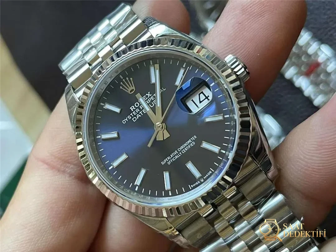 VS Factory Rolex Datejust 36 fildişi beyaz Roma rakamlı işçiliği nasıl? Bir bakışta sahte belli olur mu? - Kasa Profili ve Kurma Kolu İncelemesi