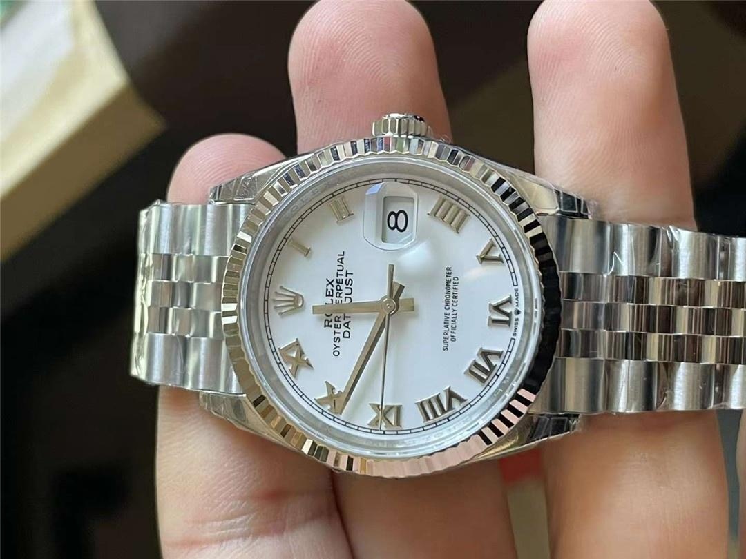 VS Factory Rolex Datejust 36 fildişi beyaz Roma rakamlı işçiliği nasıl? Bir bakışta sahte belli olur mu? — 7. fotoğraf