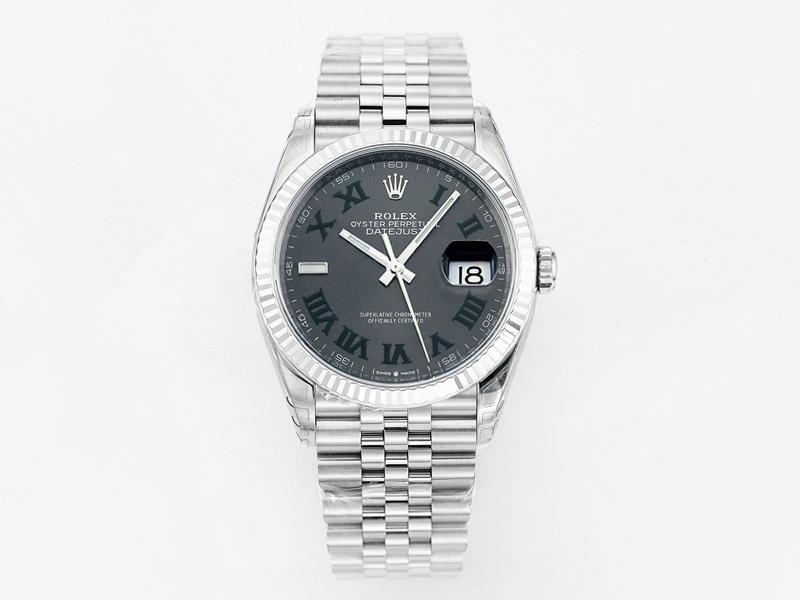 VS Factory Rolex Datejust 36 Gri Kadranlı Roma Rakamlı Replika Saat - VS Saat — 1. fotoğraf
