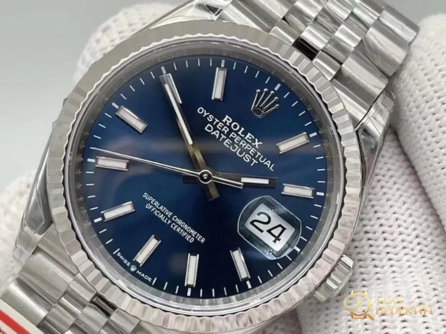 VS Factory Rolex Datejust 36 replika kol saati - VS saat 126234-0018 - Kadran Detayı ve Bezel İşçiliği