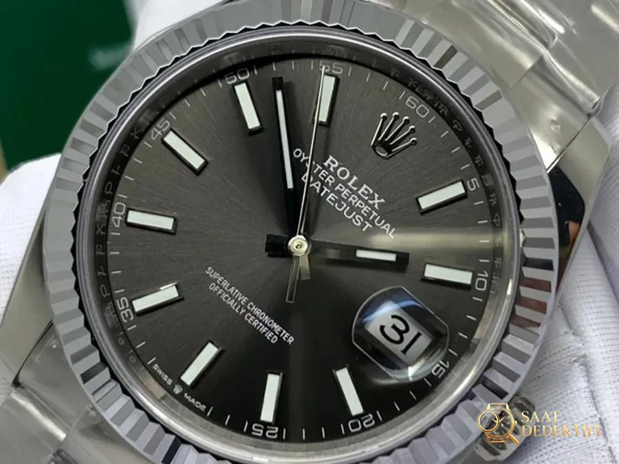 VS Factory Rolex Datejust 41 126334-0004 Replika Saat - VS Saat - Kadran Detayı ve Bezel İşçiliği