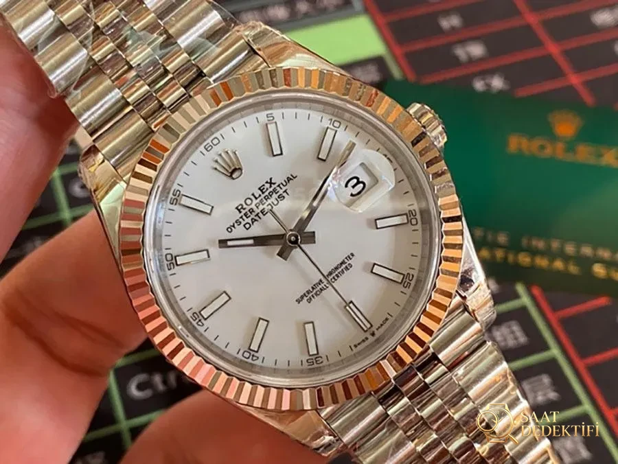 VS Factory Rolex Datejust 41 126334-0010 Replika Saat - VS Saat - Kadran Detayı ve Bezel İşçiliği