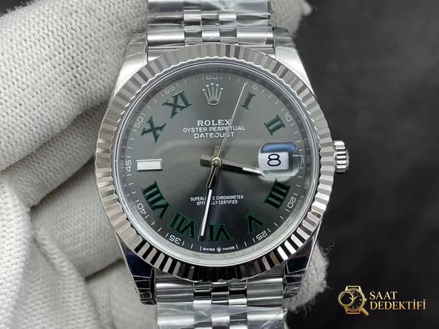 VS Factory Rolex Datejust 41 126334-0022 replika saat - VS Saat - Kadran Detayı ve Bezel İşçiliği