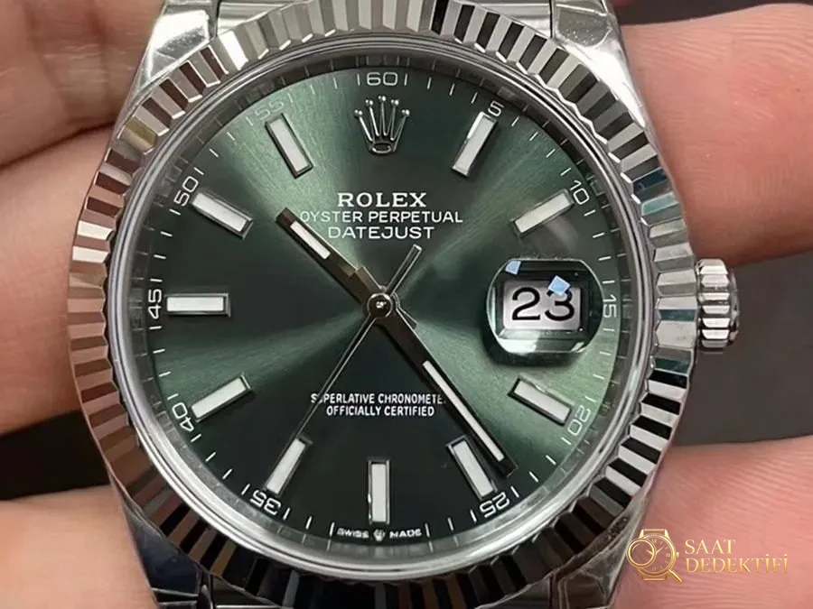 VS Factory Rolex Datejust 41 126334-0028 Replika Saat - VS Saat - Kadran Detayı ve Bezel İşçiliği
