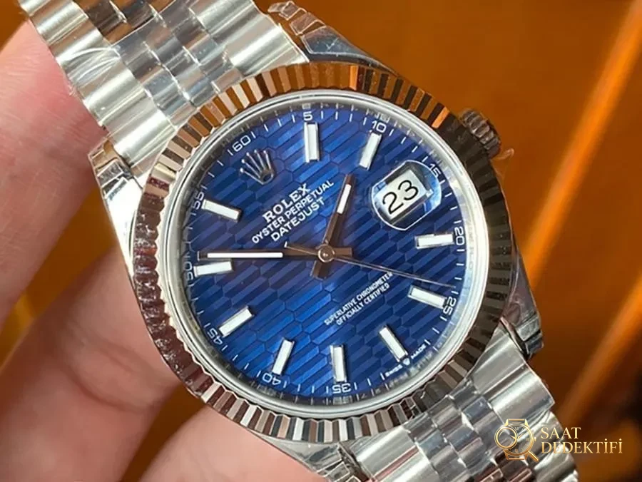 VS Factory Rolex Datejust 41 126334-0032 replika saat - VS saat - Kadran Detayı ve Bezel İşçiliği