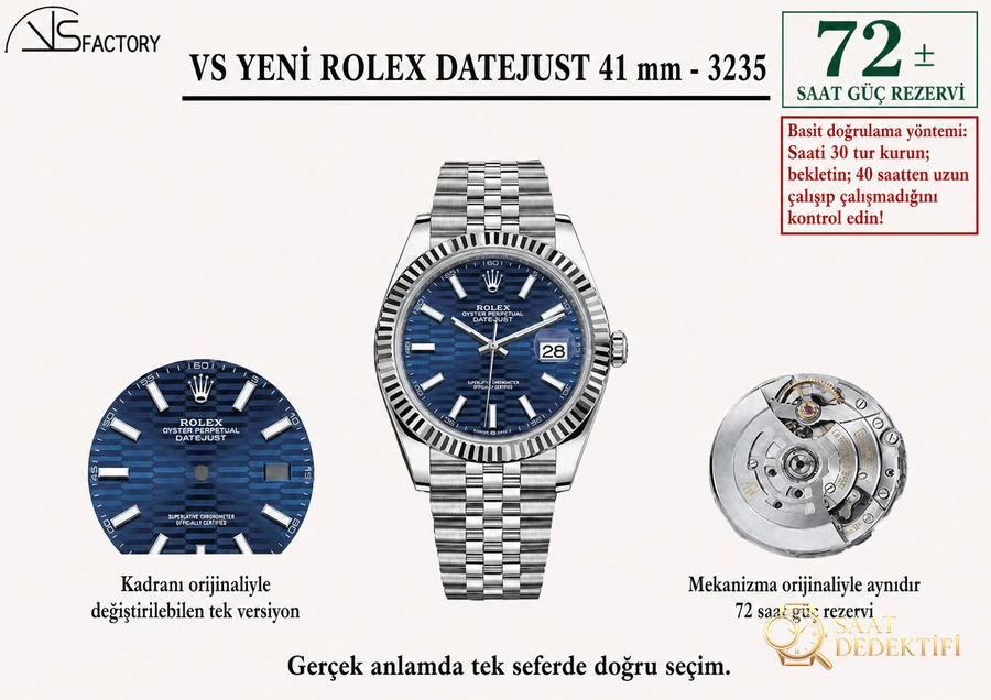 VS Factory Rolex Datejust 41 126334-0032 replika saat - VS saat - Bilekte Duruş ve Kasa Orantısı