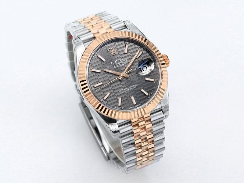 VS Factory Rolex Datejust 41 Everose Altın Gri Kareli Kadran Replika Kol Saati - VS Saat — 3. fotoğraf
