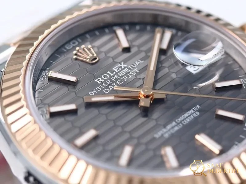 VS Factory Rolex Datejust 41 Everose Gold Grau kariertes Zifferblatt Replik-Armbanduhr – VS-Uhr – Rückseite und Mechanismusdetails