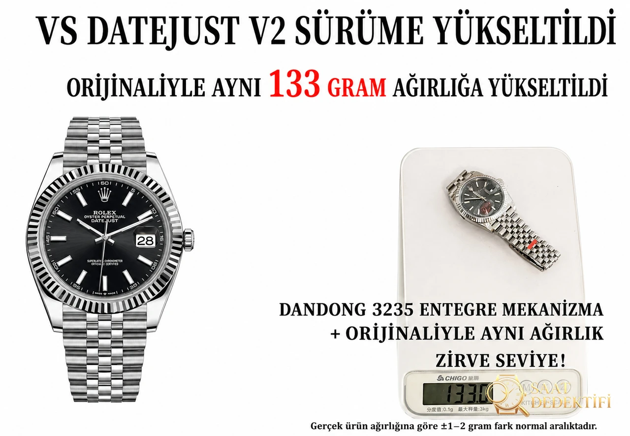 VS Factory Rolex Datejust 41 mm, Dandong 3235 mekanizmalı V2 versiyonu nasıl ayırt edilir? - Bilezik, Toka ve Klips Mekanizması