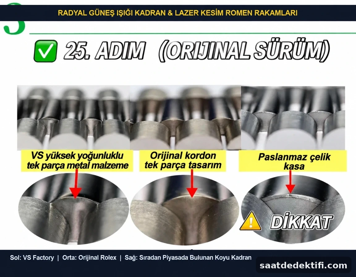 VS Factory, orijinal Rolex Day-Date ve piyasa replikası kadran tonu karşılaştırması