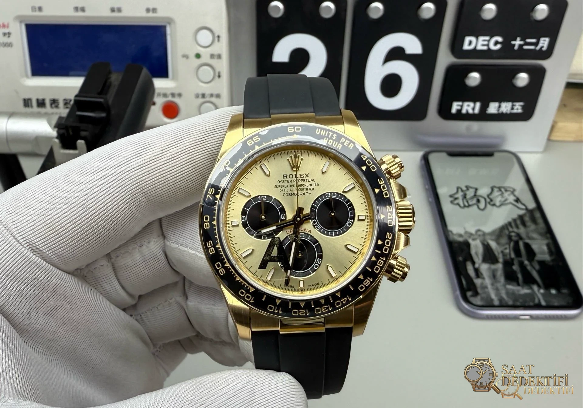 VS Factory Rolex Daytona Shawn Yue 116518LN Sarı Altın İncelemesi - Makro Laboratuvar ve Detay İncelemesi