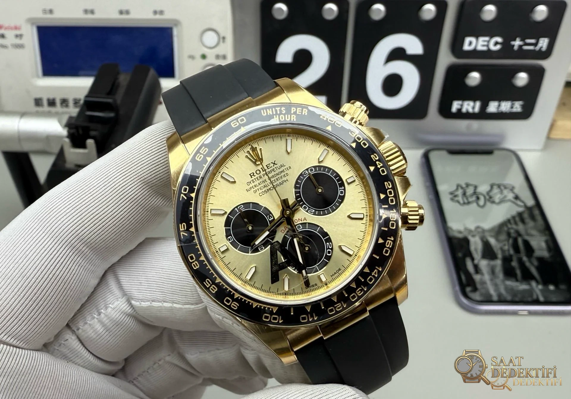 VS Factory Rolex Daytona Shawn Yue 116518LN Sarı Altın İncelemesi - Makro Laboratuvar ve Detay İncelemesi
