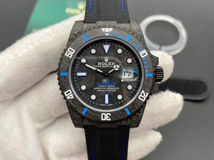 VS Factory Rolex DIW Karbon Fiber Mavi Model Replika Kol Saati - VS Saat — 1. fotoğraf