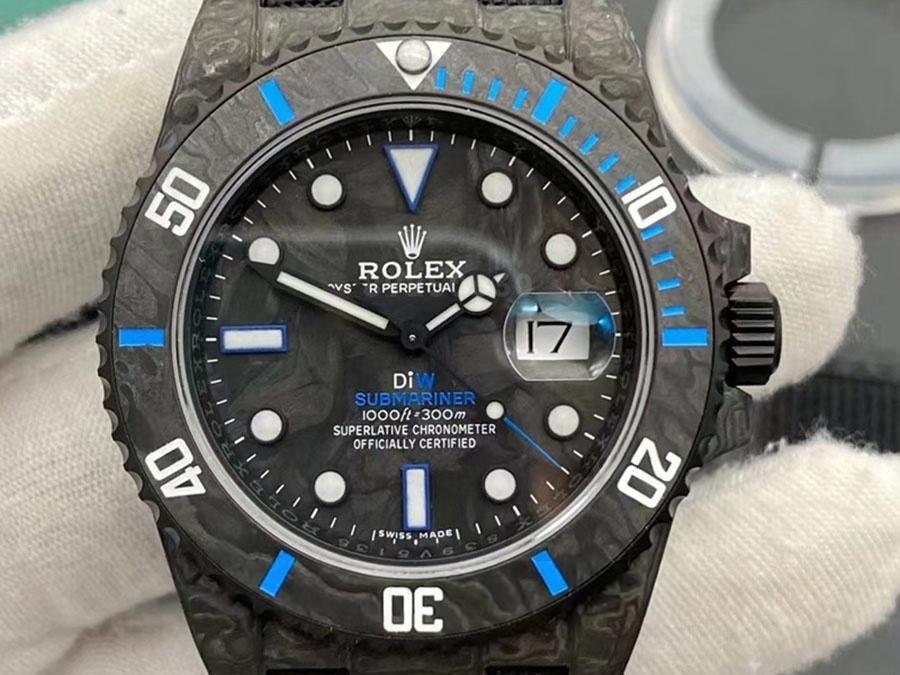 VS Factory Rolex DIW Karbon Fiber Mavi Model Replika Kol Saati - VS Saat — 2. fotoğraf