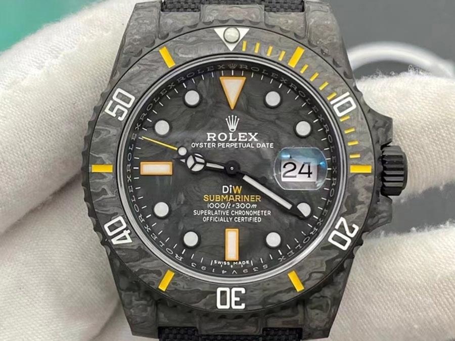 VS Factory Rolex DIW Karbon Fiber Sarı Model Replika Kol Saati - VS Saat — 4. fotoğraf