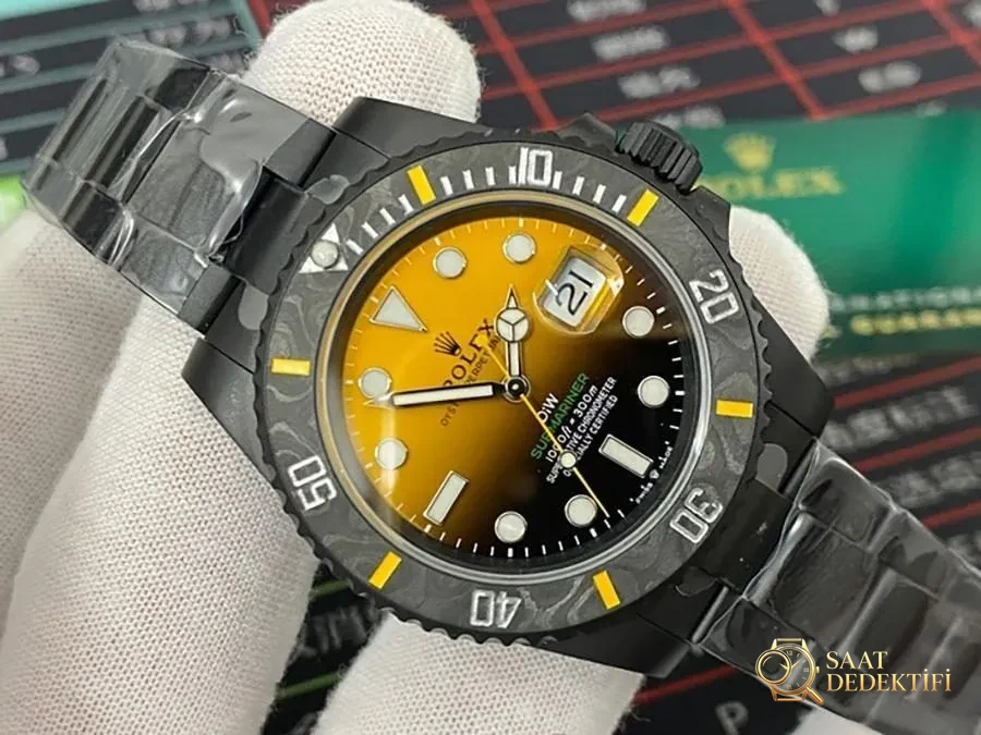 VS Factory Rolex DIW sarı degrade 3135 replika kol saati - VS saat - Kadran Detayı ve Bezel İşçiliği