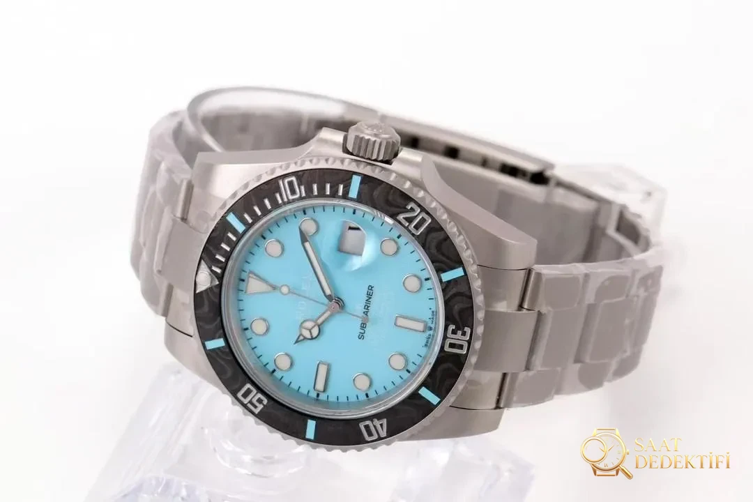 VS Factory Rolex DIW Submariner Tiffany Mavisi özel karbonfiber bezelin işçiliği nasıl? - Makro Kadran ve İndeks İşçiliği