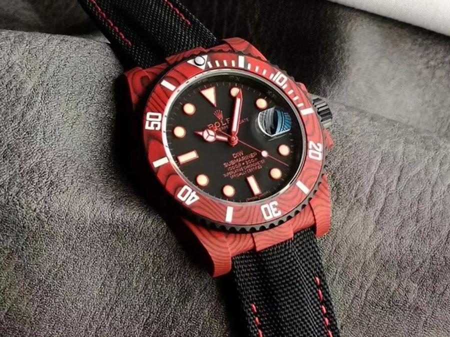 VS Factory Rolex DIW tam kırmızı karbon fiber replika kol saati - VS saat — 2. fotoğraf