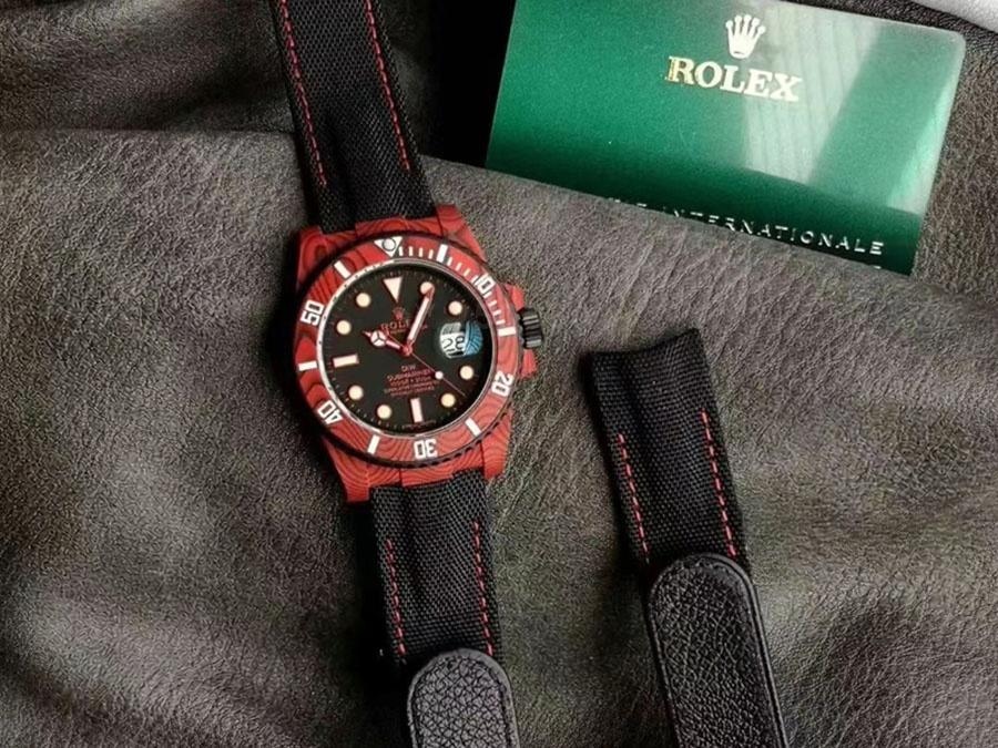VS Factory Rolex DIW tam kırmızı karbon fiber replika kol saati - VS saat — 4. fotoğraf