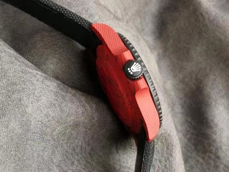VS Factory Rolex DIW tam kırmızı karbon fiber replika kol saati - VS saat — 6. fotoğraf