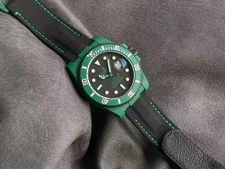 VS Factory Rolex DIW tam yeşil karbon fiber replika kol saati - VS saat — 3. fotoğraf