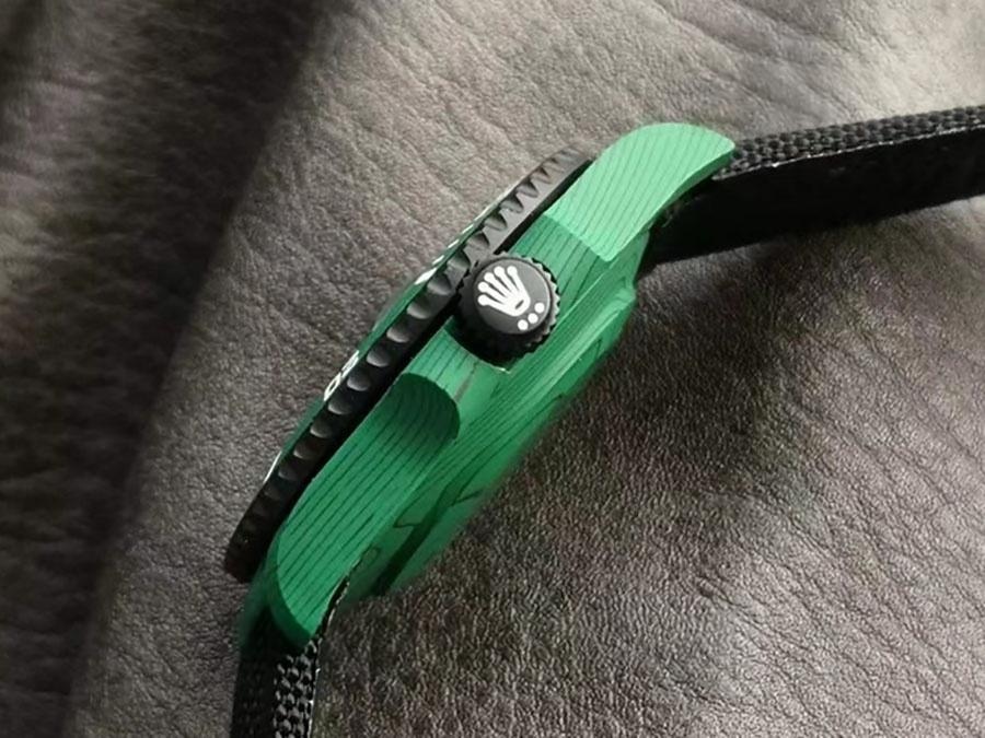 VS Factory Rolex DIW tam yeşil karbon fiber replika kol saati - VS saat — 6. fotoğraf