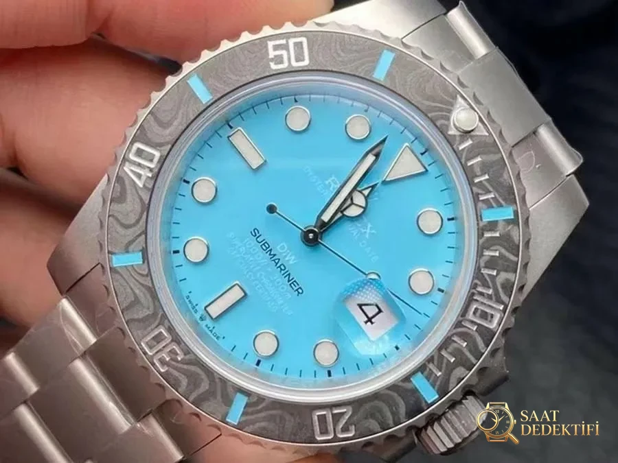 VS Factory Rolex DIW Tiffany Blue Su Geçirmez Replika Kol Saati - VS Saat - Kadran Detayı ve Bezel İşçiliği