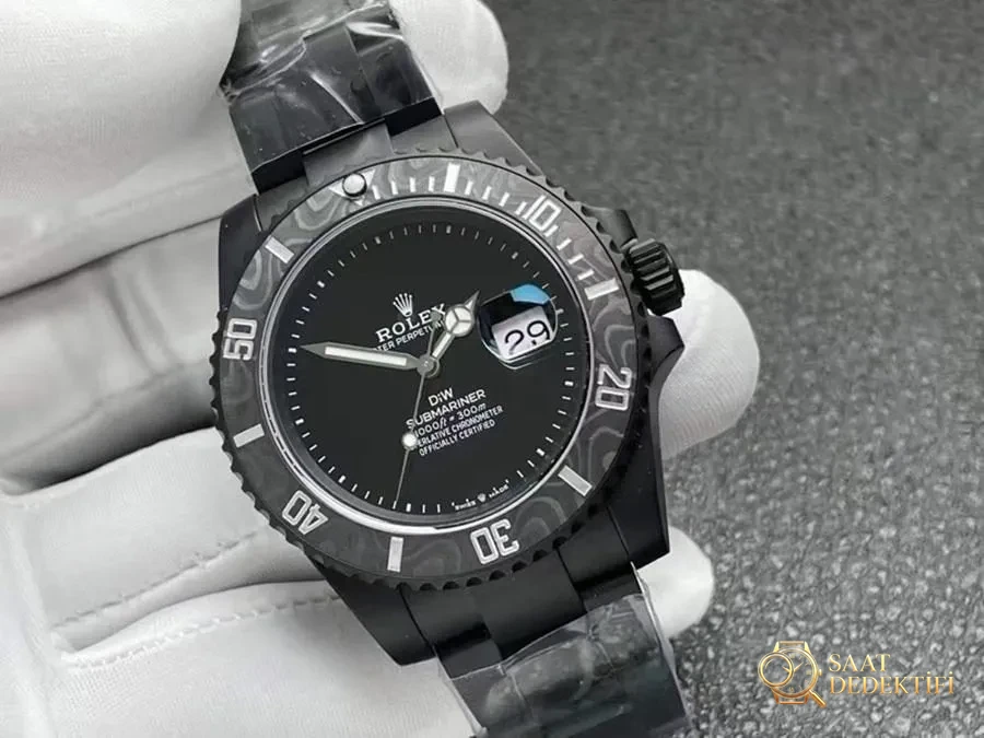 VS Factory Rolex DIW Tümü Siyah 3135 Replika Saat - VS Saat - Kadran Detayı ve Bezel İşçiliği