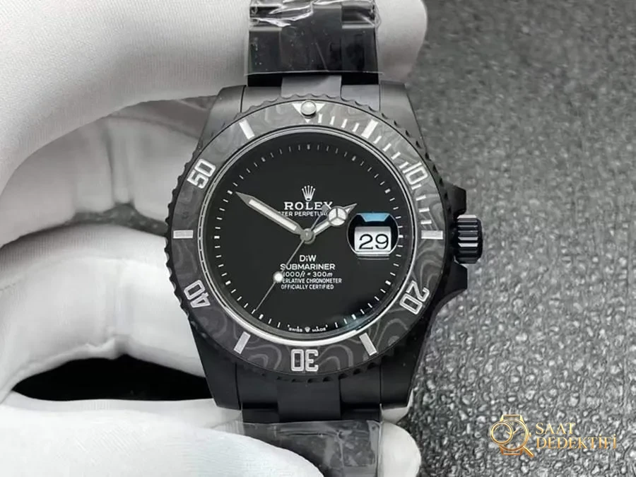 VS Factory Rolex DIW Tümü Siyah 3135 Replika Saat - VS Saat - Kasa Profili ve Kurma Kolu İncelemesi