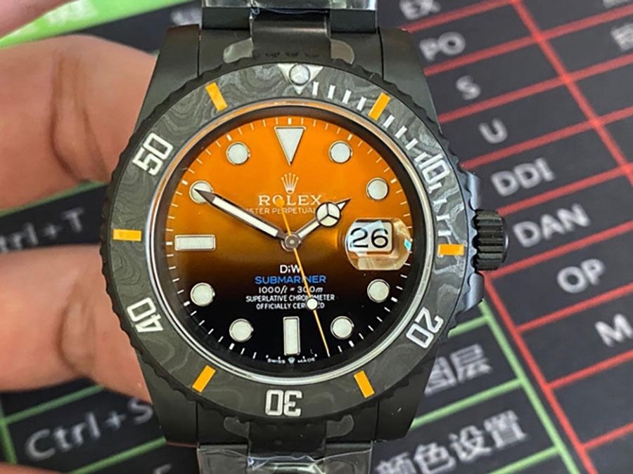 VS Factory Rolex DIW turuncu degrade 3135 replika kol saati - VS Saat — 1. fotoğraf