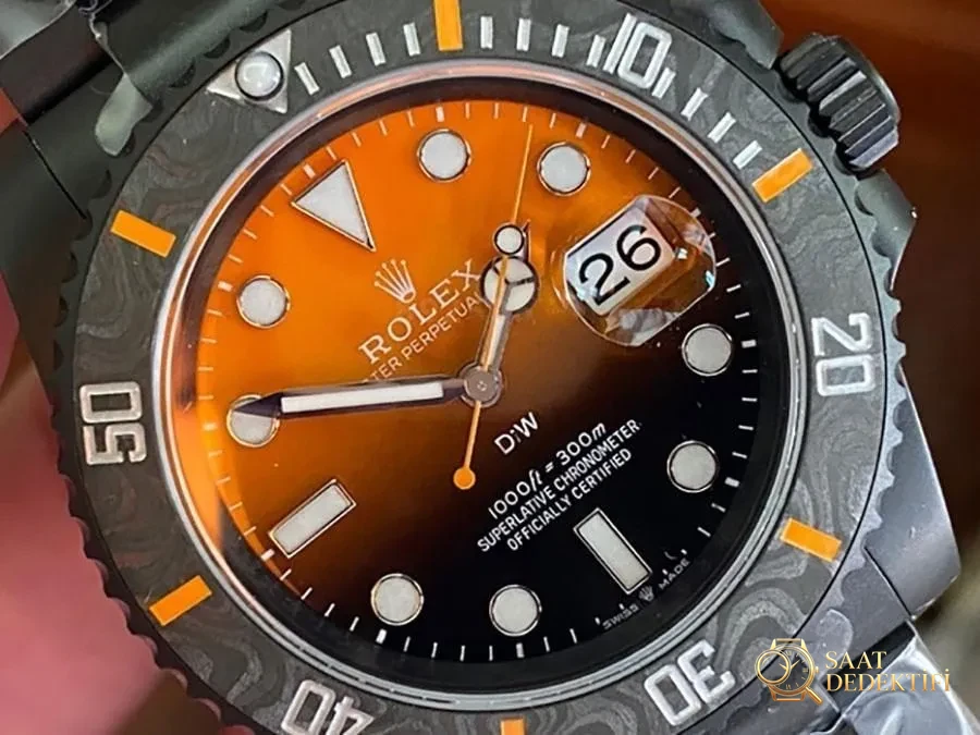 VS Factory Rolex DIW turuncu degrade 3135 replika kol saati - VS Saat - Bilezik, Toka ve Klips Mekanizması