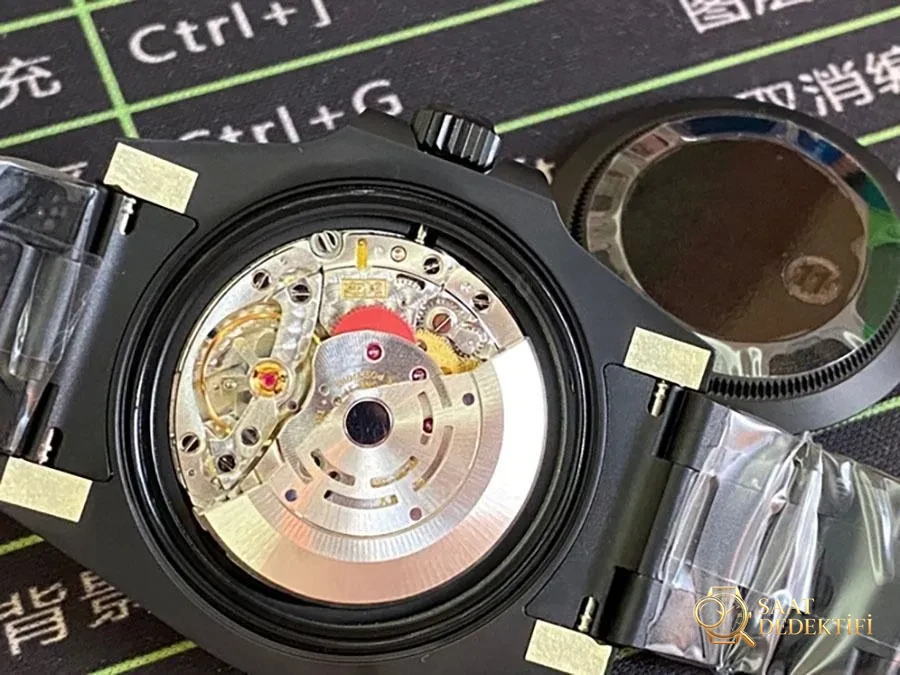 VS Factory Rolex DIW turuncu degrade 3135 replika kol saati - VS Saat - Fosfor ve Super-LumiNova Gece Görünümü
