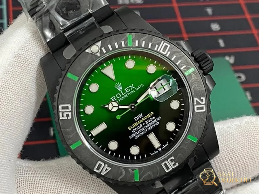 VS Factory Rolex DIW Yeşil Degrade 3135 Replika Kol Saati - VS Saat - Kadran Detayı ve Bezel İşçiliği