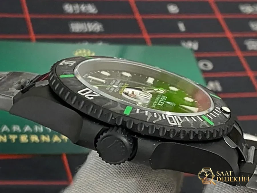 VS Factory Rolex DIW Yeşil Degrade 3135 Replika Kol Saati - VS Saat - Kasa Profili ve Kurma Kolu İncelemesi