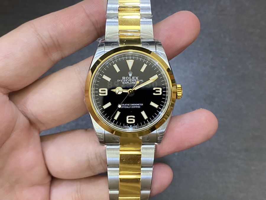 VS Factory Rolex Explorer 36 mm çelik-altın siyah kadran replika saat - VS Saat — 1. fotoğraf