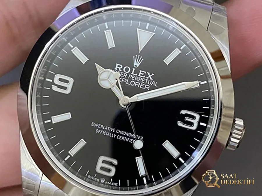 VS Factory Rolex Explorer 40 mm siyah replika saat - VS Saat - Arka Kapak ve Mekanizma Detayı