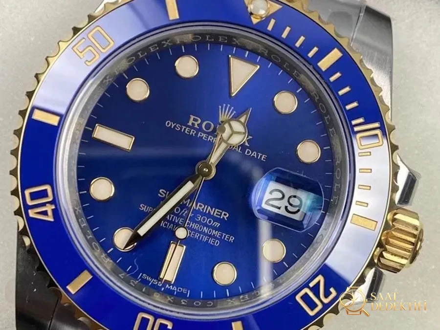 VS Factory Rolex İki Renk Mavi Su Hayaleti 3135 Replika Saat - VS - Arka Kapak ve Mekanizma Detayı