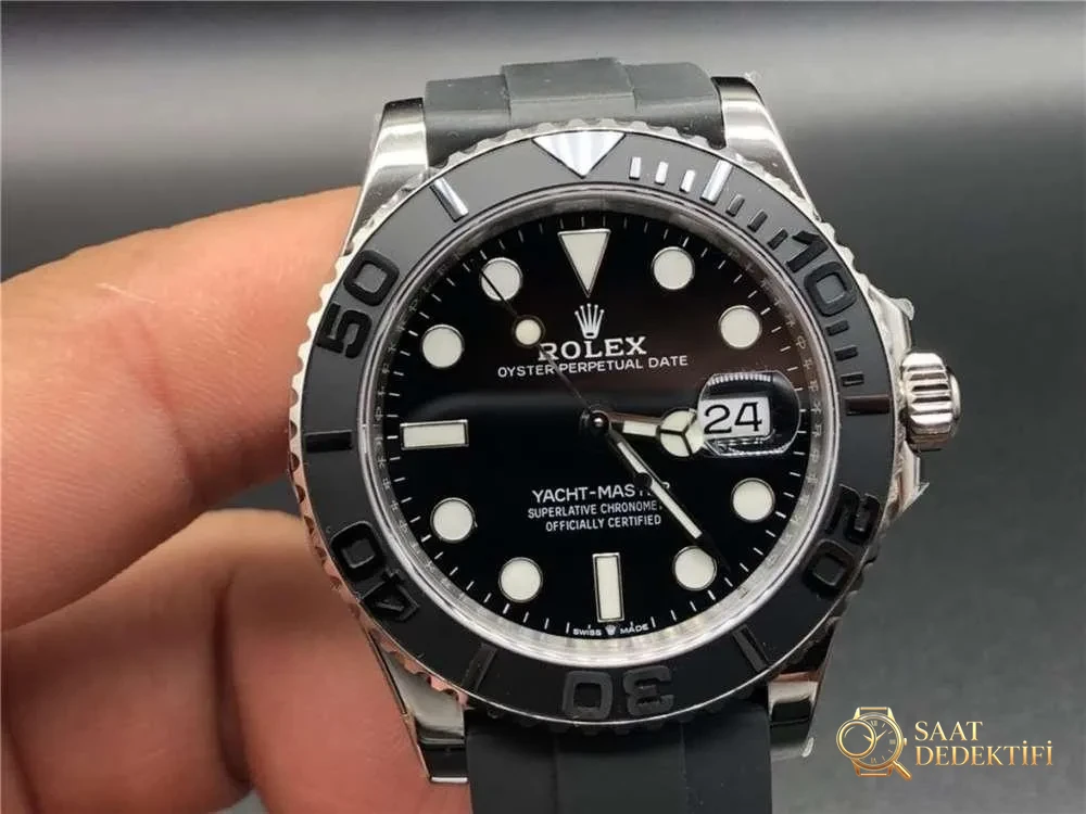 VS Factory Rolex kalitesi - Platin Yacht-Master 3235 mekanizma söküm incelemesi - Bezel İçi Rehaut Gravürü ve Hizalaması