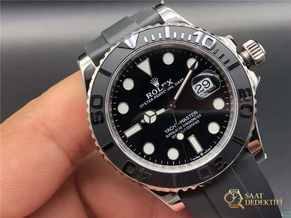 VS Factory Rolex kalitesi - Platin Yacht-Master 3235 mekanizma söküm incelemesi - Kadran Güneş Işını (Sunburst) Efekti