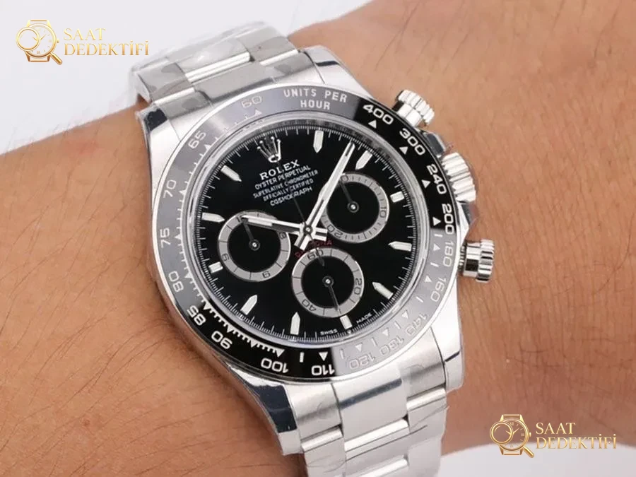 VS Factory Rolex Kara Ayı Daytona 4131 Replika Saat - VS Daytona Saat - Kadran Detayı ve Bezel İşçiliği