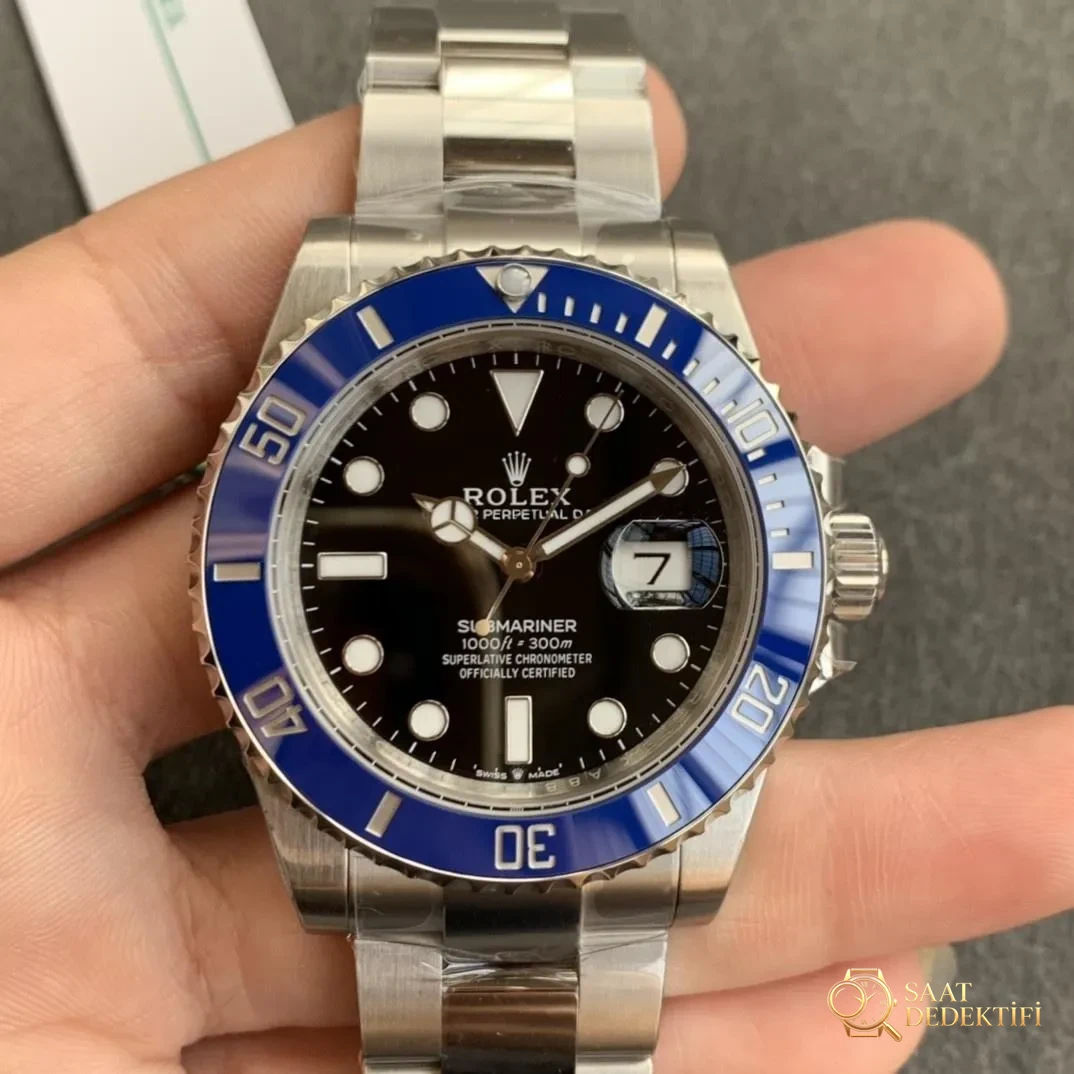 VS Factory Rolex Mavi Submariner 41 mm C Bezel 3235 Mekanizma 126619LB İncelemesi - Kadran Detayı ve Bezel İşçiliği