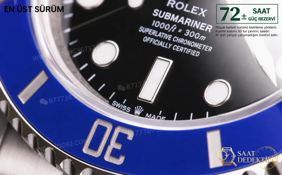 VS Factory Rolex Mavi Submariner 41 mm C Bezel 3235 Mekanizma 126619LB İncelemesi - Fosfor ve Super-LumiNova Gece Görünümü