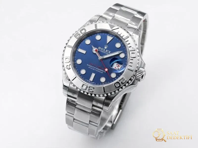 VS Factory Rolex mavi Yacht-Master 116622-78760 replika kol saati - VS saat - Kadran Detayı ve Bezel İşçiliği
